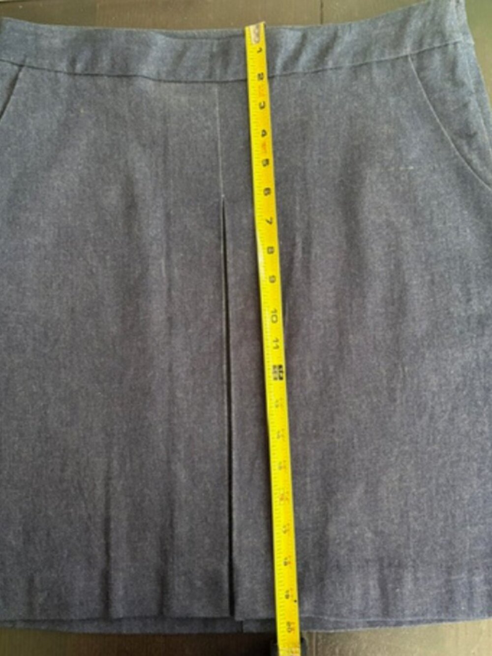 NEW French Connection Dark Wash Stretch Denim Skirt Front Pleat Size 10 - Picture 8 of 9